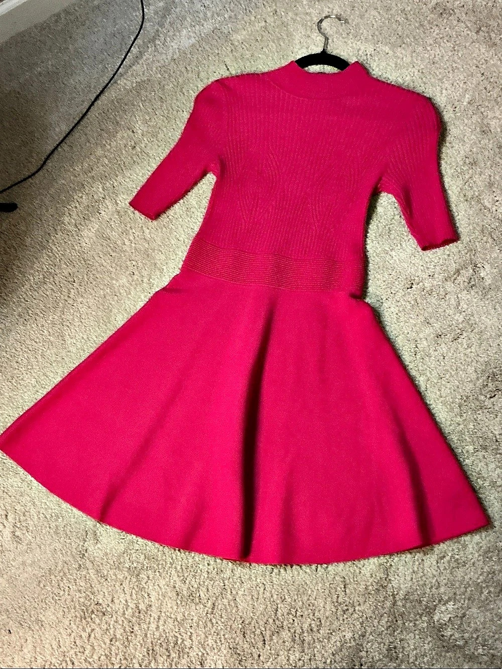 Ted Baker Long Sleeve Knit Dress in Pink Size 2 Like New